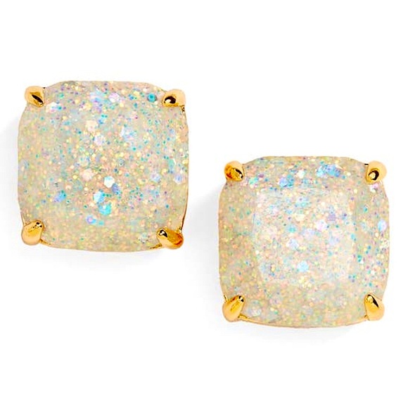 NEW Kate Spade Mini Small Square Stud Earrings in Opal - Picture 2 of 5